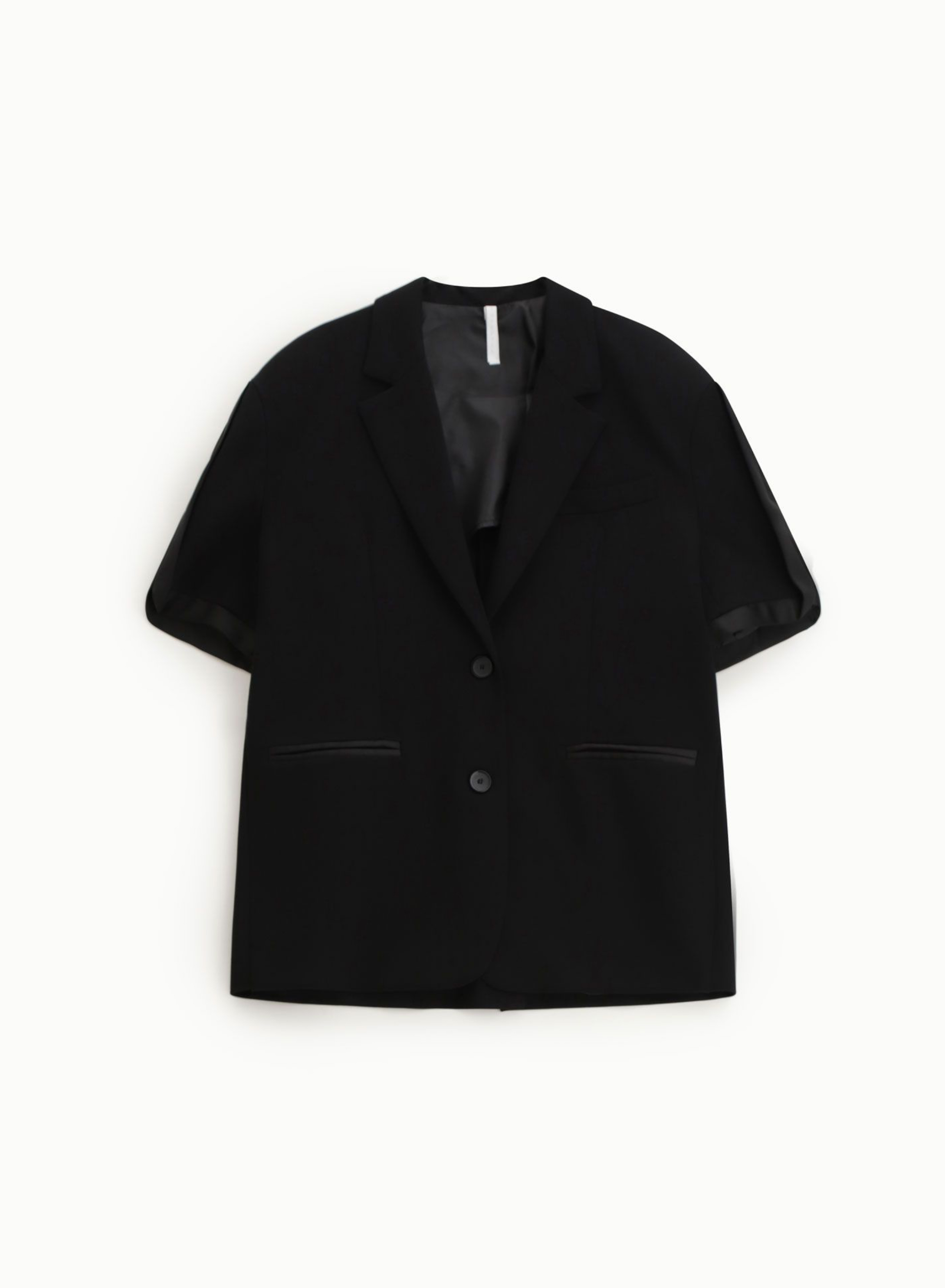 Black oversized Jacket with short sleeves and with satin details Imperial  - 3
