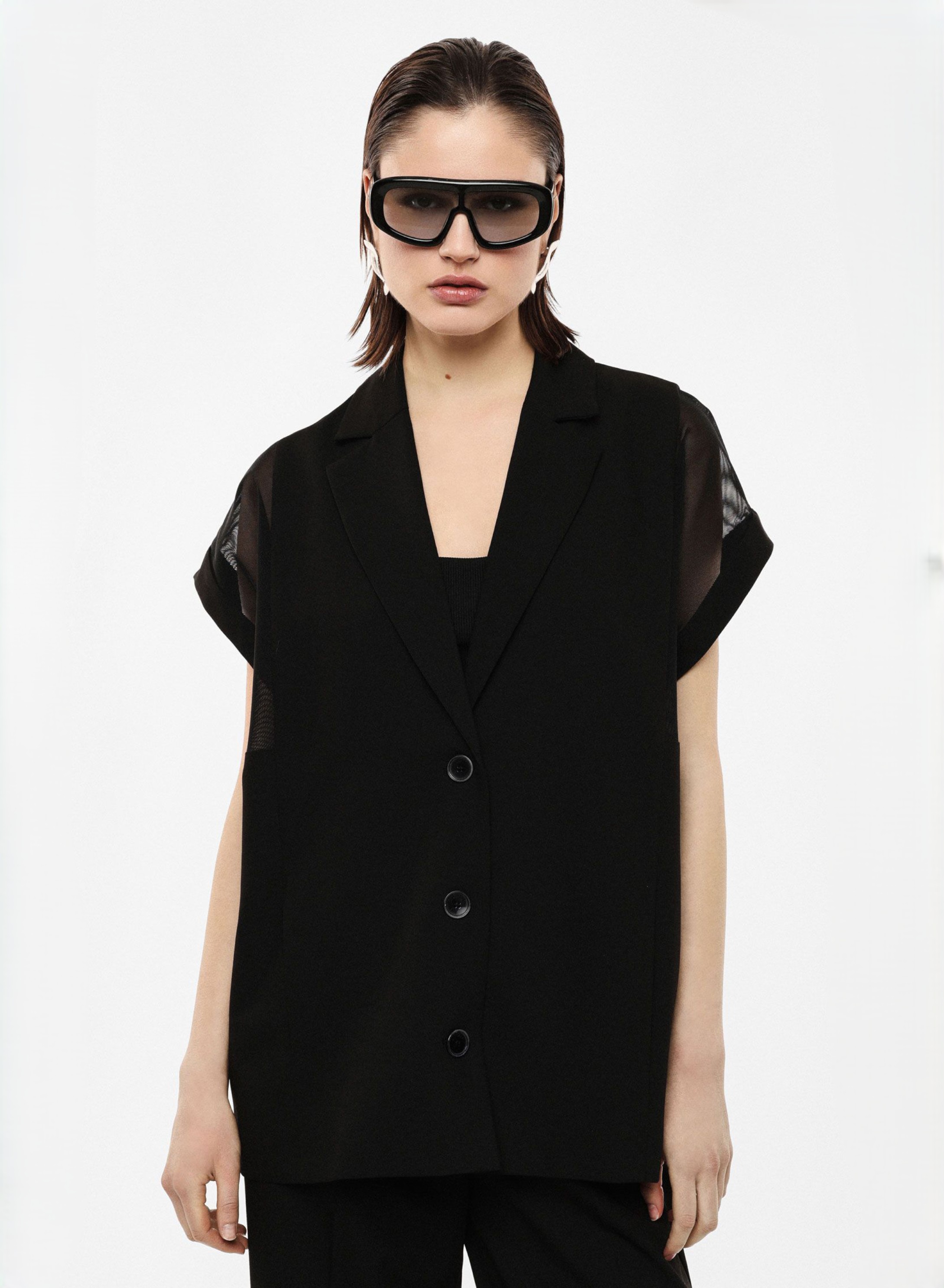 Black wide Vest with mesh shoulders Imperial - 0