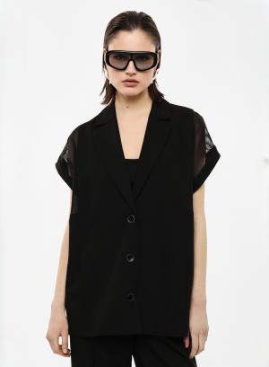 Black wide Vest with mesh shoulders Imperial - 59377