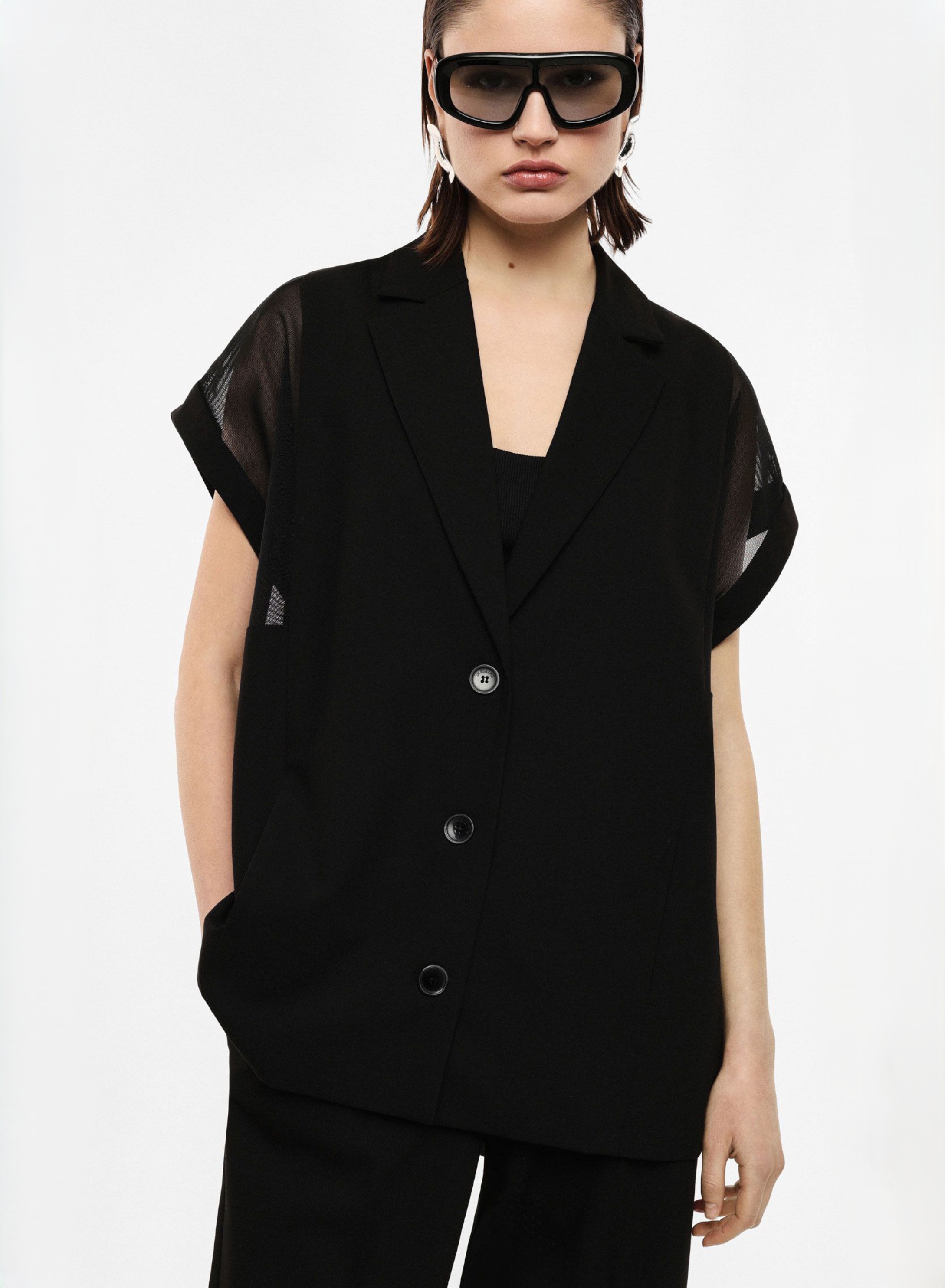 Black wide Vest with mesh shoulders Imperial - 2