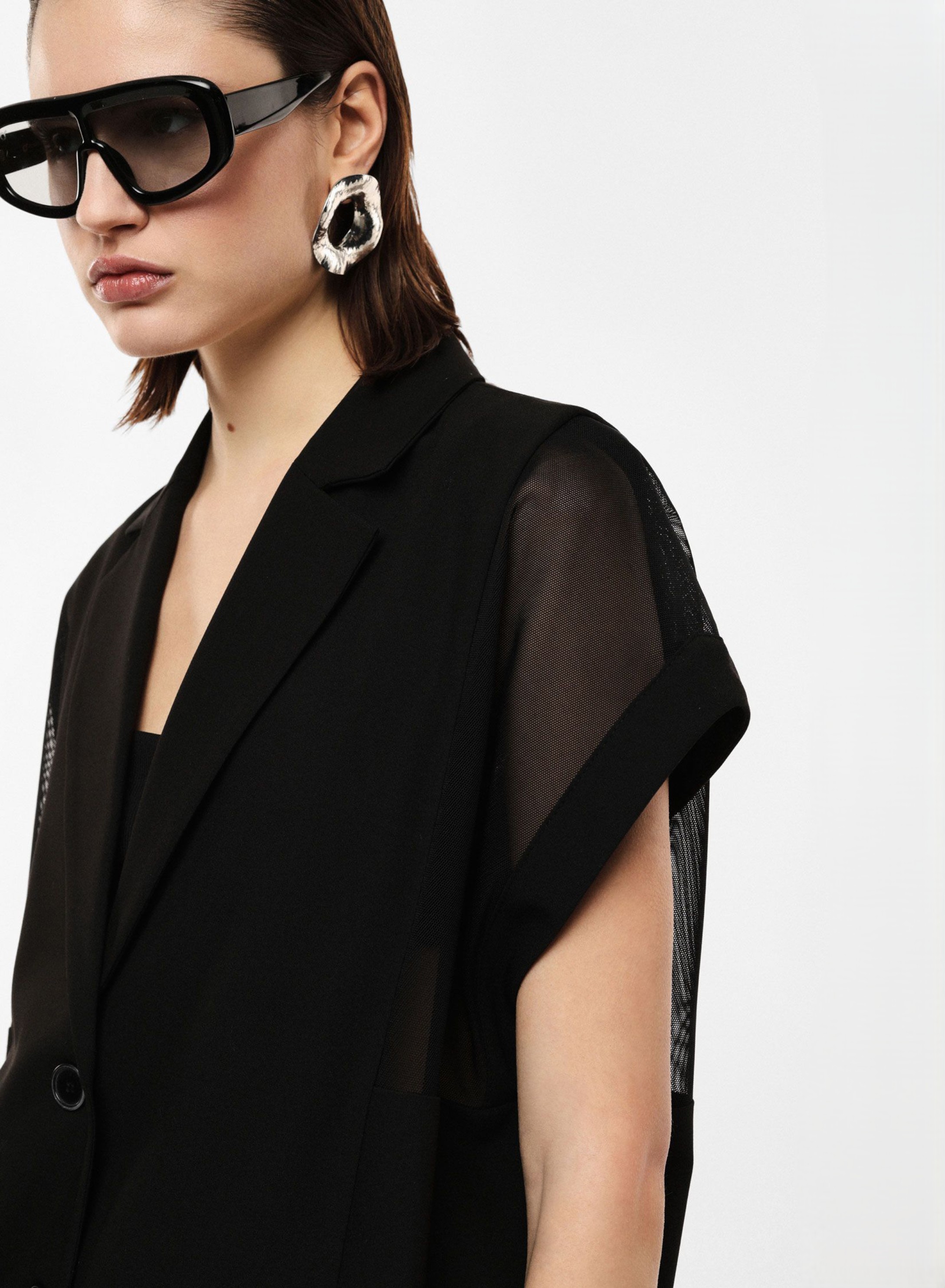 Black wide Vest with mesh shoulders Imperial - 1
