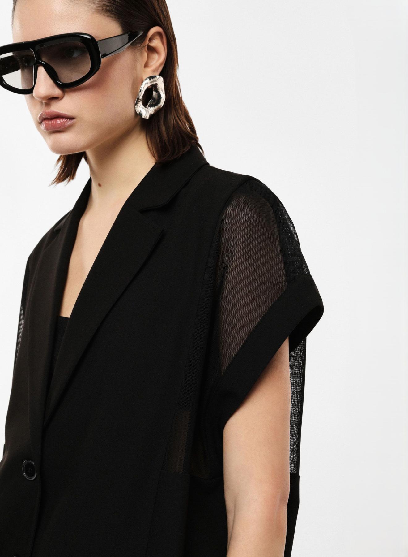 Black wide Vest with mesh shoulders Imperial - 2