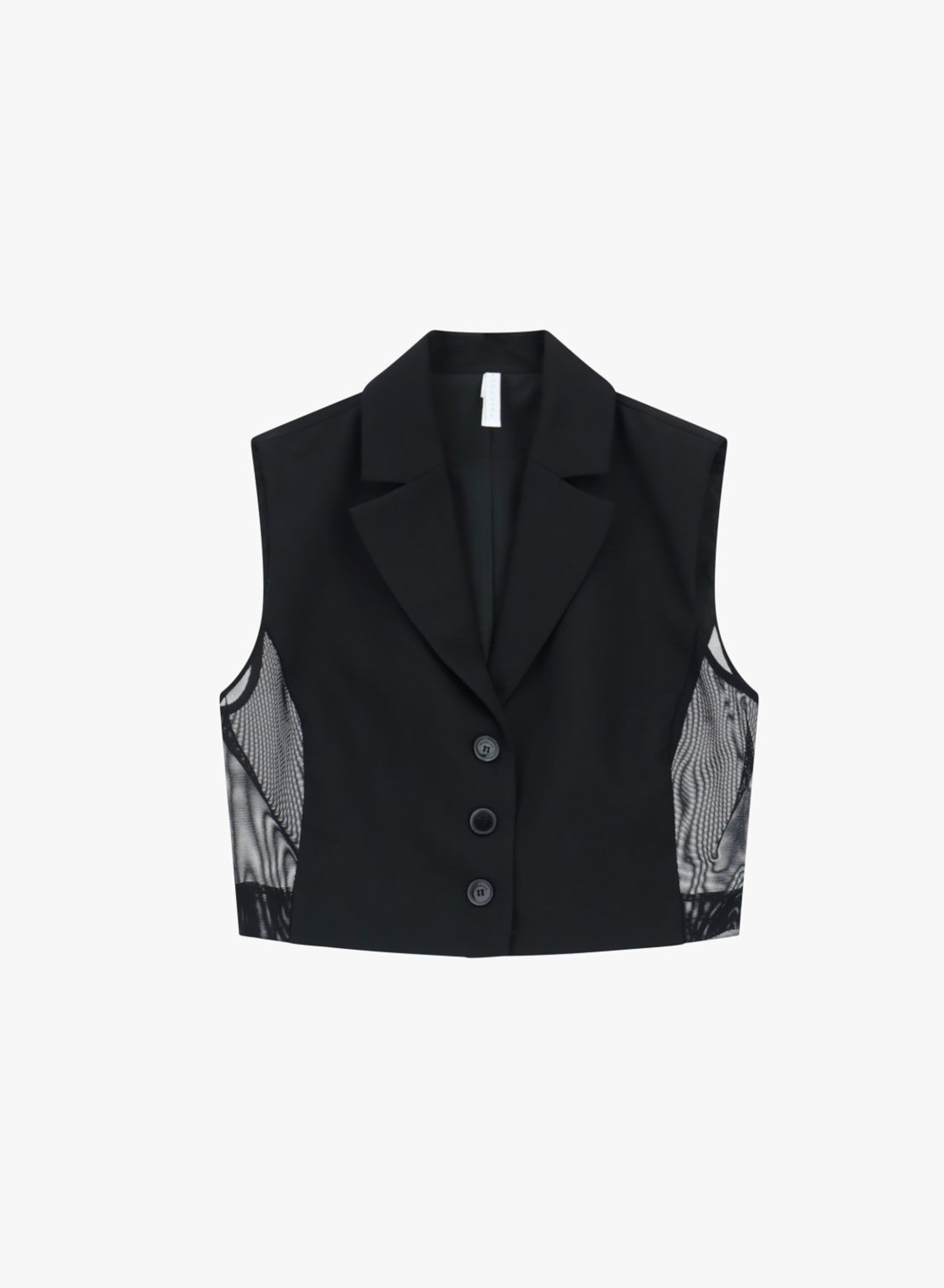 Black cropped Vest with mesh sides and front buttoning Imperial - 3