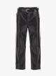 Eco leather straight fitted trousers with belt - 3