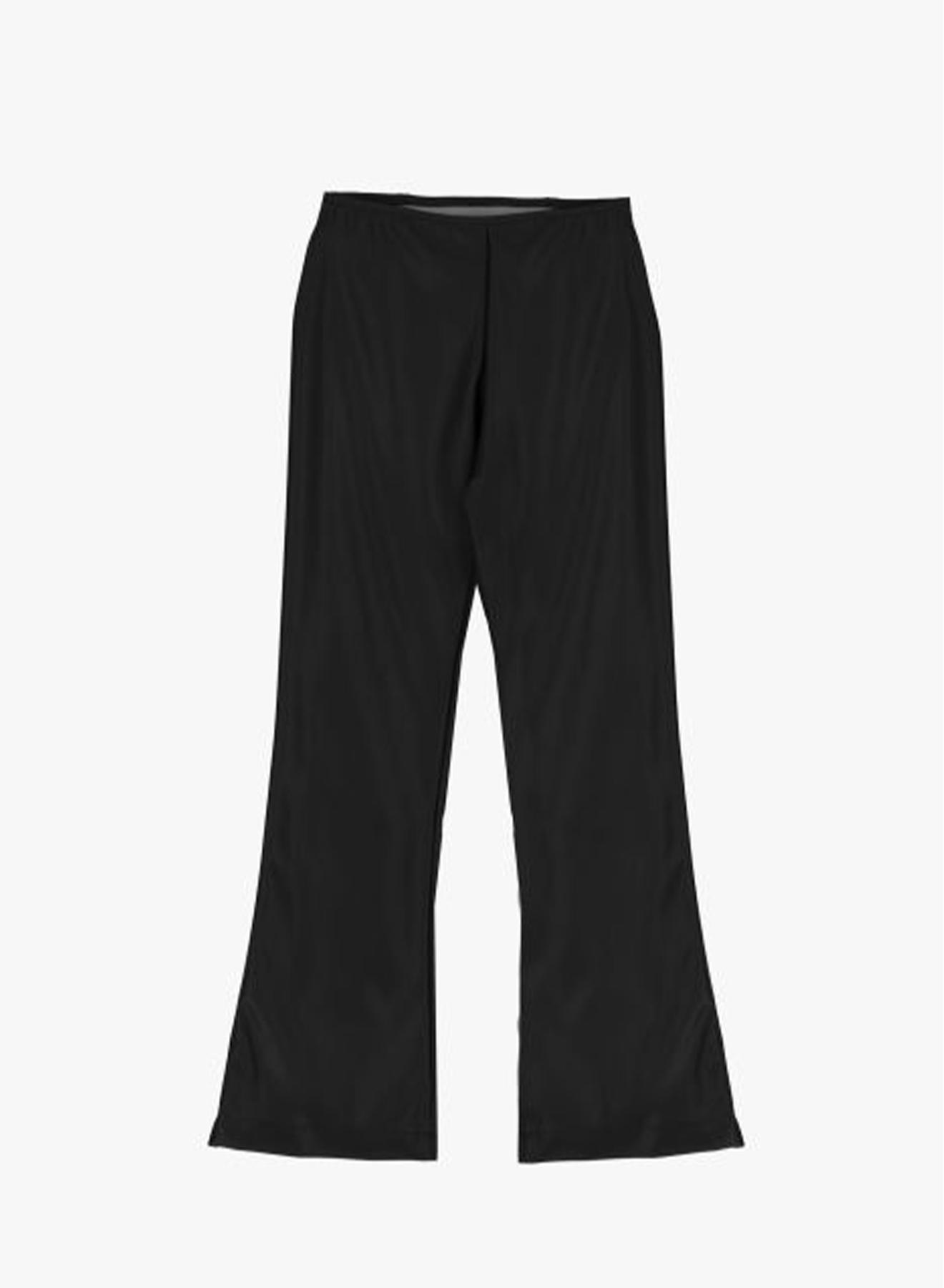 Eco leather cropped, flared trousers with rubber waistband - 4
