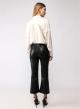 Eco leather cropped, flared trousers with rubber waistband - 2