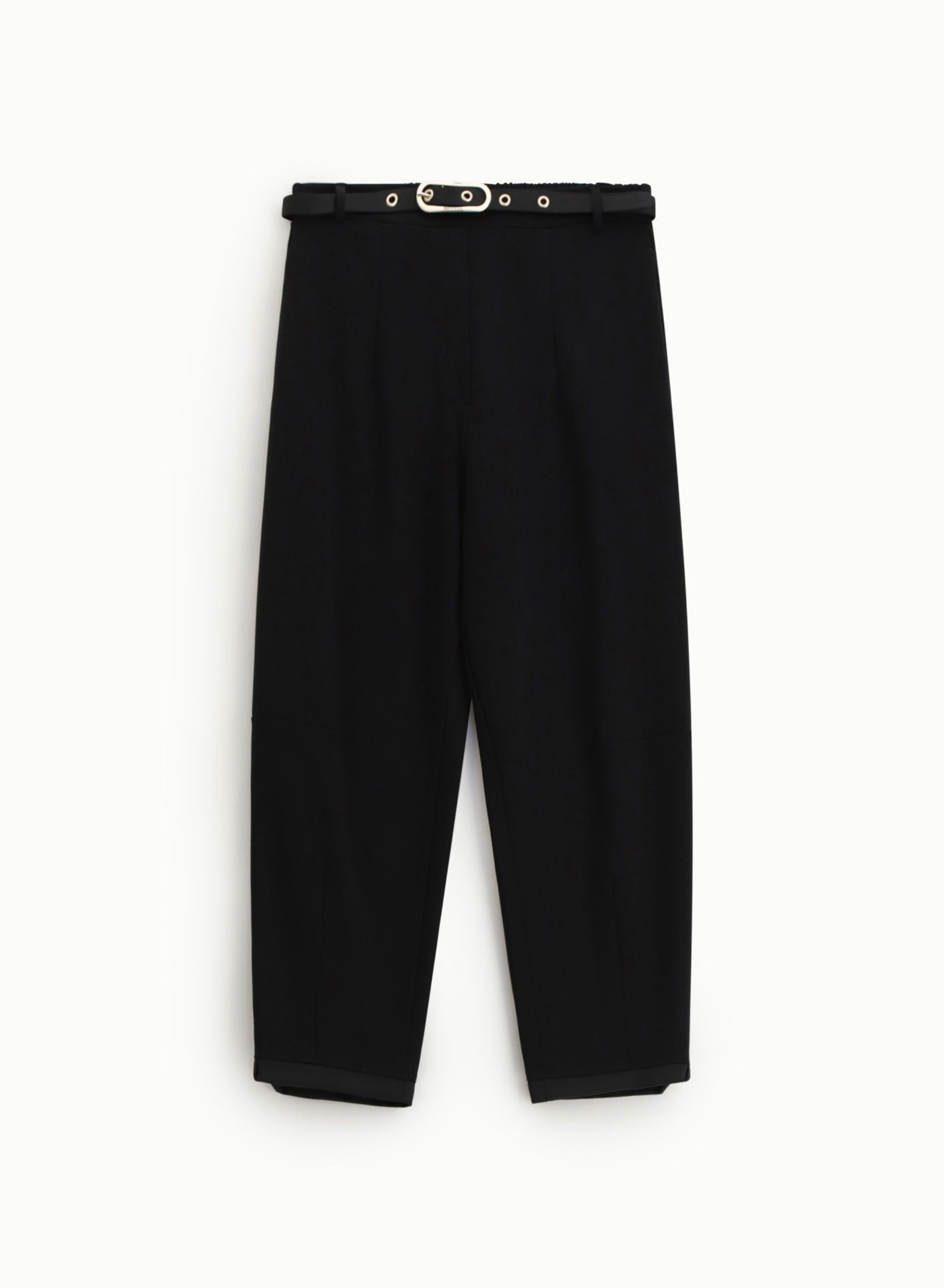 Black cropped Trousers with belt Imperial - 3