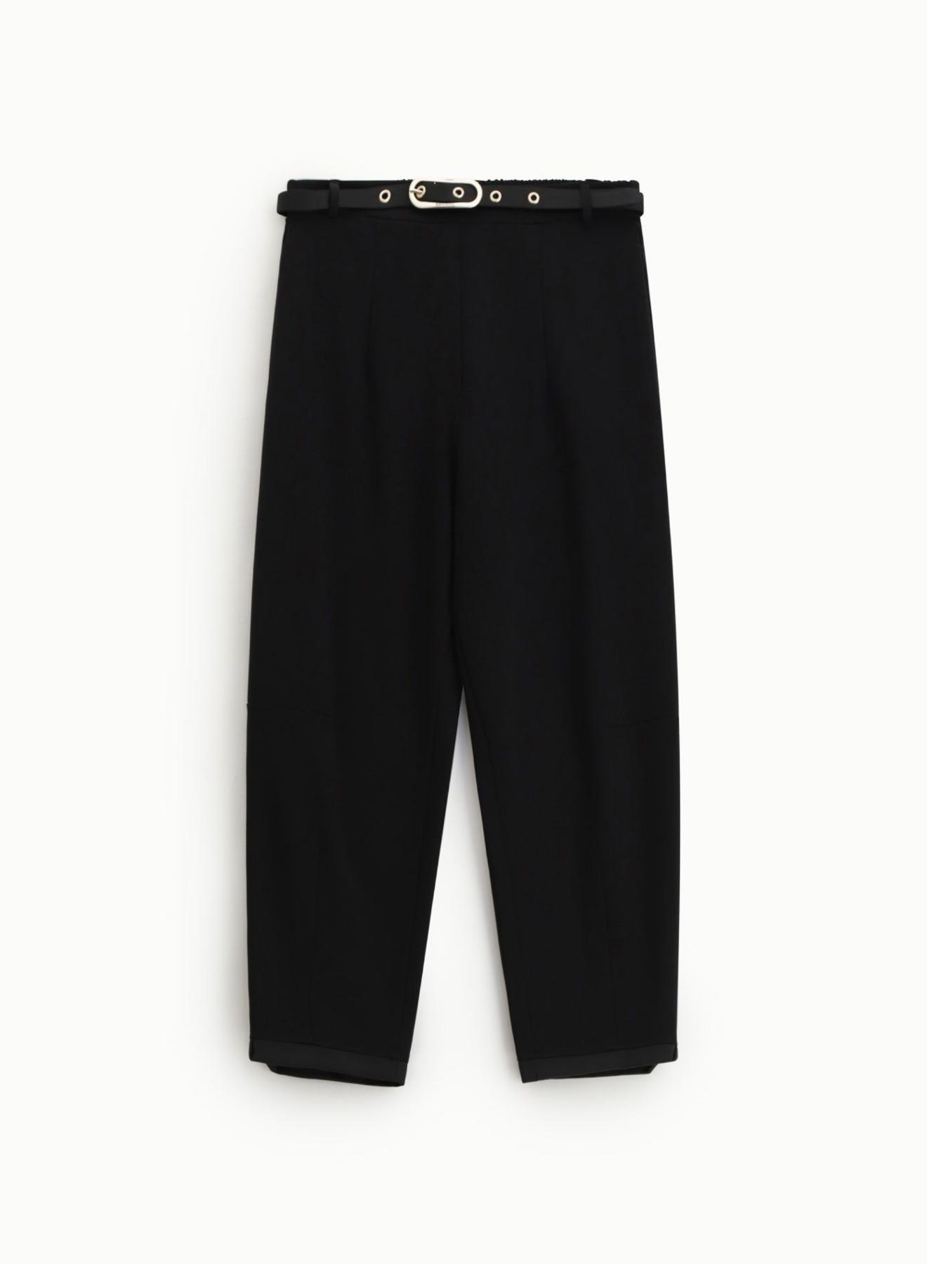 Black cropped Trousers with belt Imperial - 4
