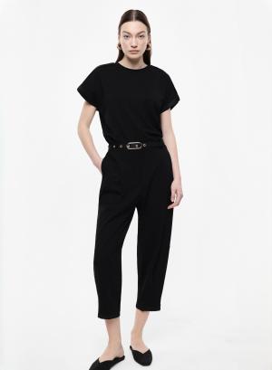 Black cropped Trousers with belt Imperial - 59354