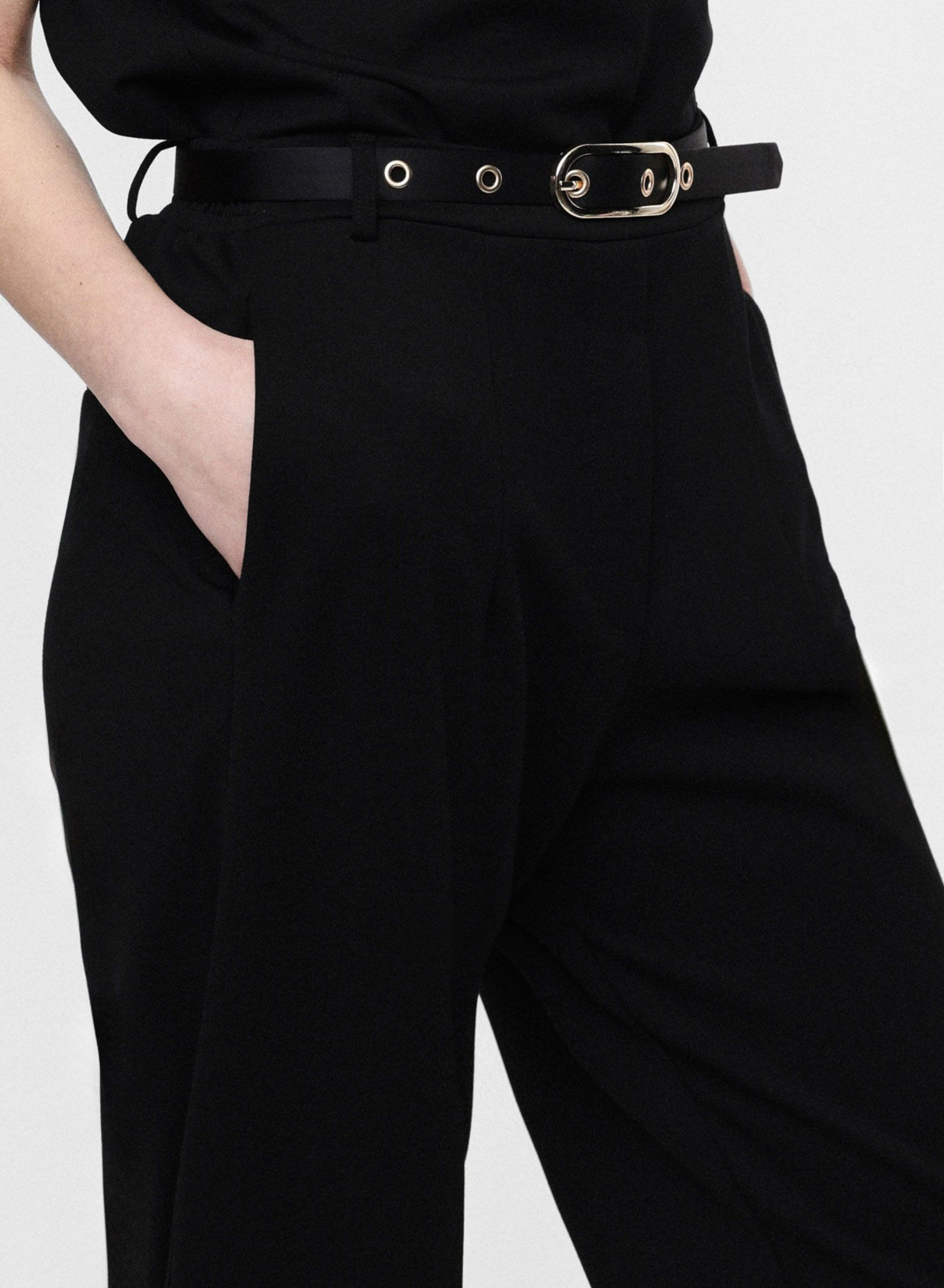 Black cropped Trousers with belt Imperial - 1