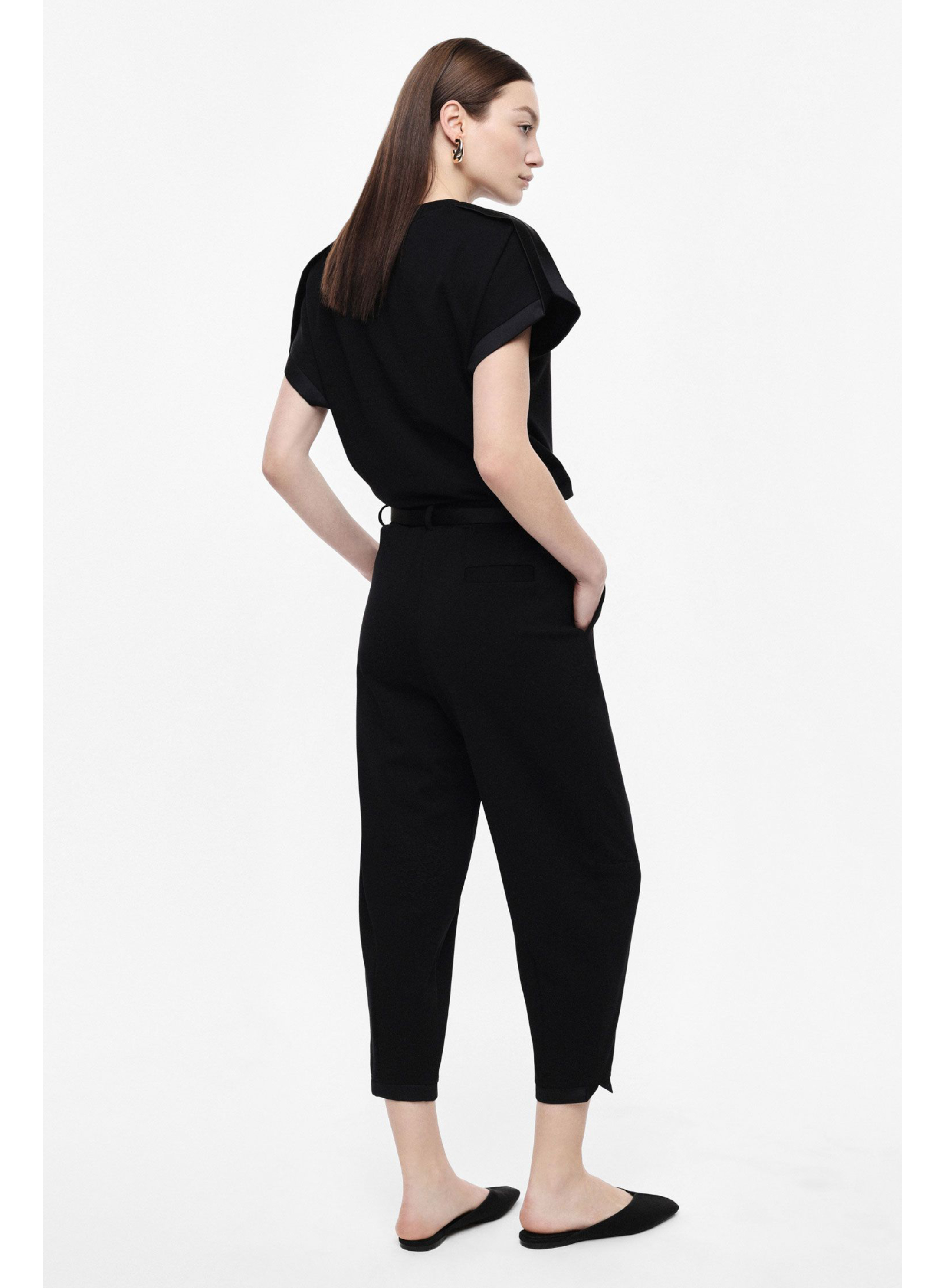 Black cropped Trousers with belt Imperial - 2