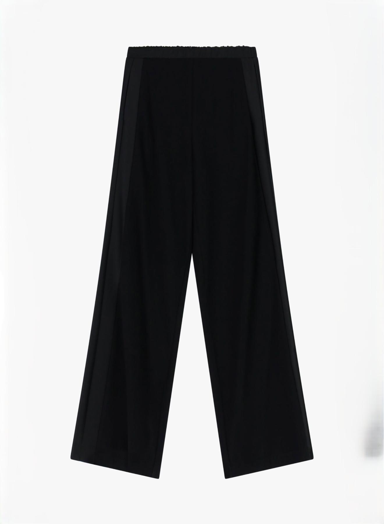 Black wide legs Trousers with satin details and with elasticated waistband Imperial - 2