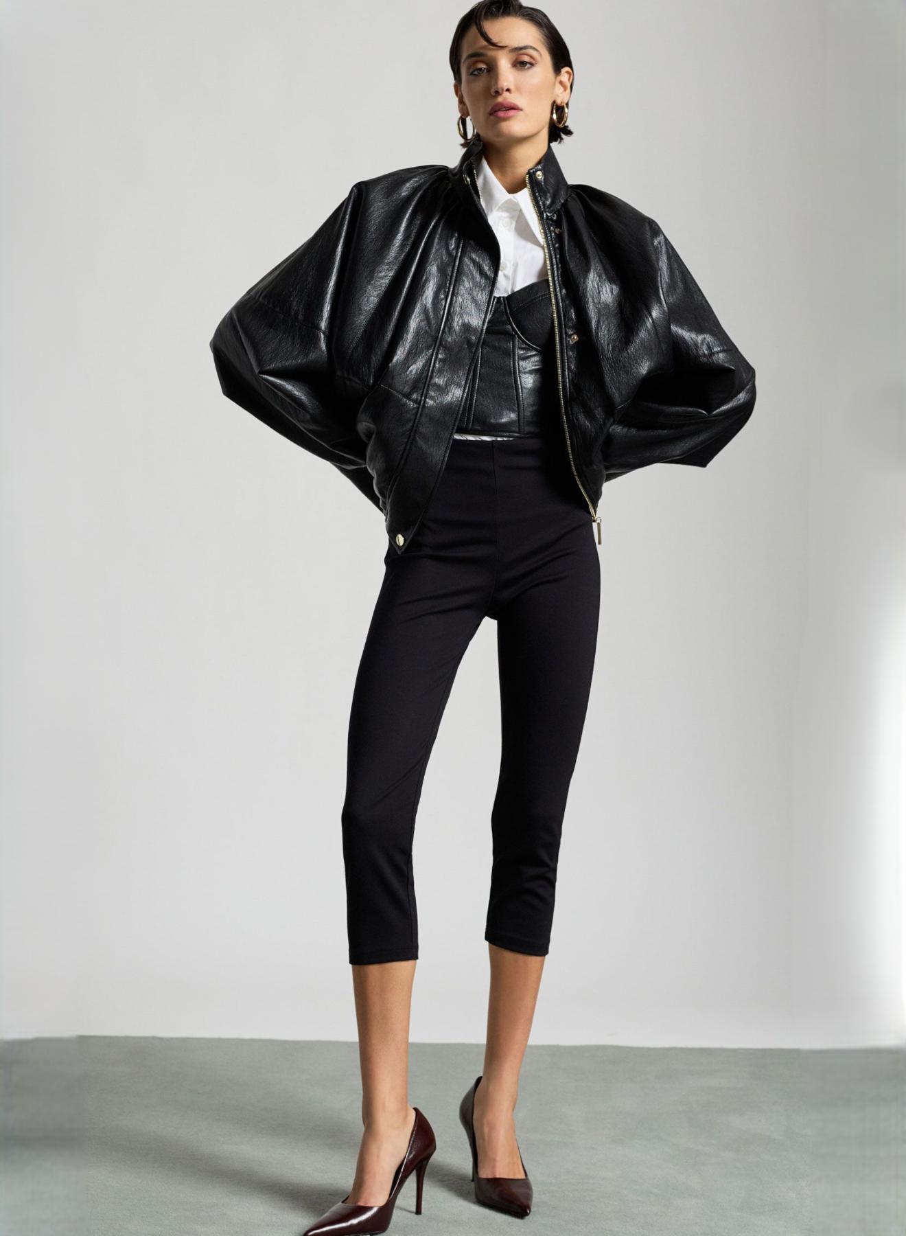 Μαύρο skinny cropped Παντελόνι Imperial - 4