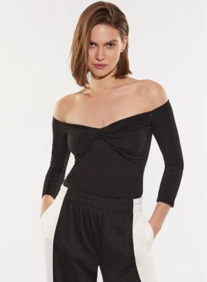 Black off-the-shoulder Top with draping Imperial - 30329