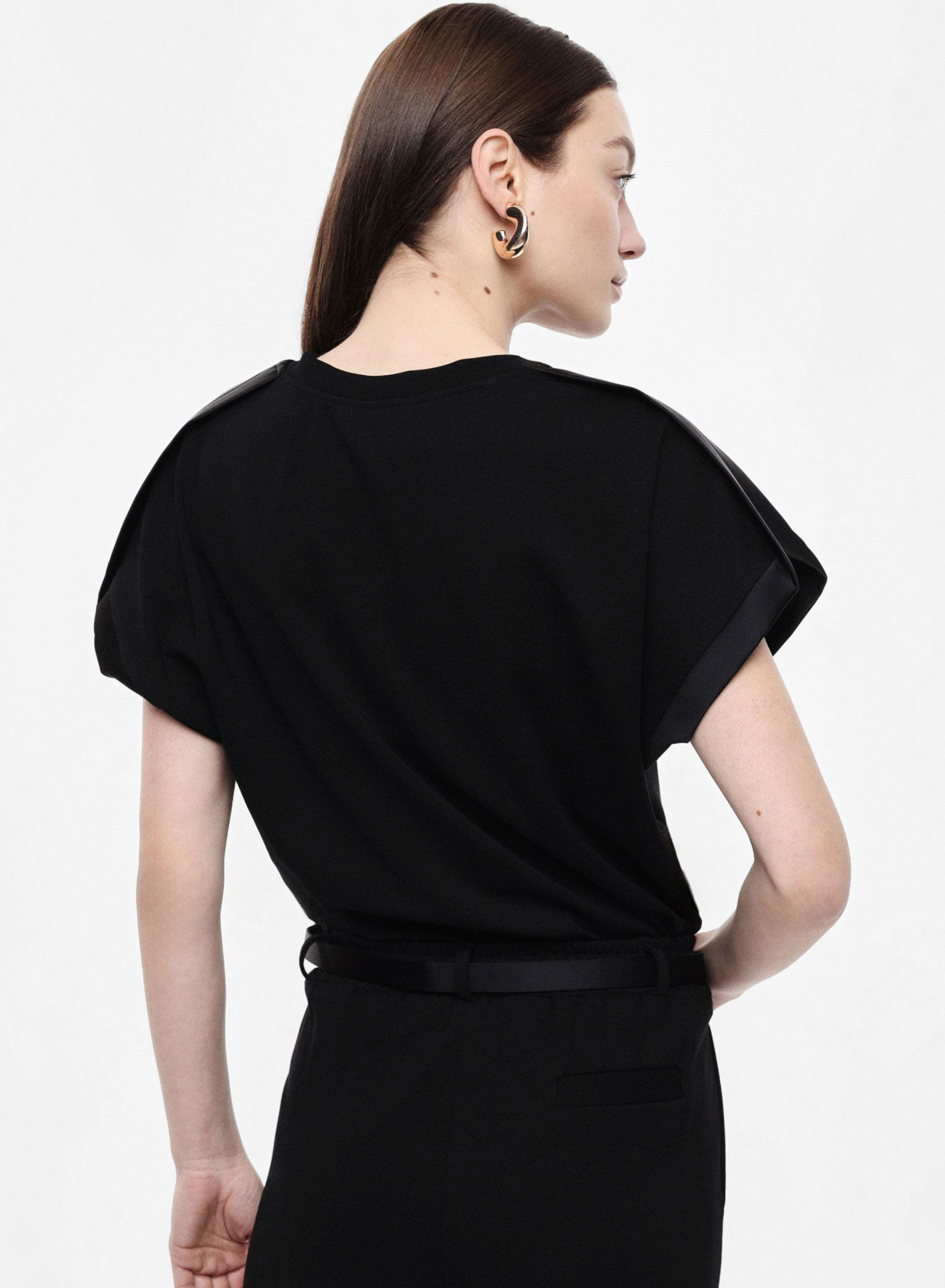 Black Blouse with satin details Imperial - 2