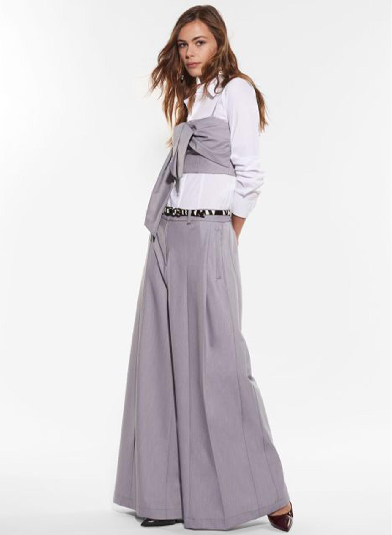 Grey wide legs Trousers with pleats Imperial - 1