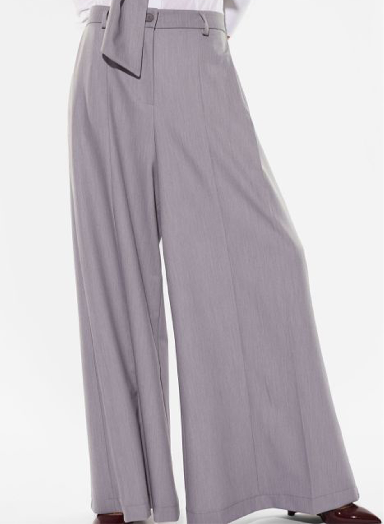 Γκρί wide legs Παντελόνι με πιέτες Imperial - 1