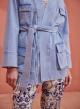 Light Blue denim stich Jacket with long sleeves and belt "MONIKA" Devotion Twins - 1