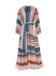Multy Blue-Red long Jacquard Dress with belt "ARIANA"  Devotion Twins - 2