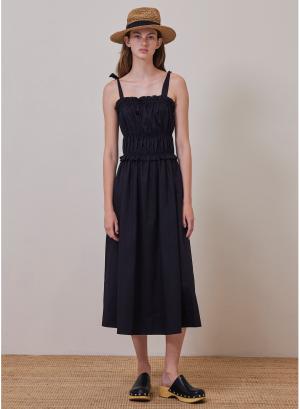 Μαύρο μακρύ φόρεμα ποπλίνα "REA" Devotion Twins - 27907