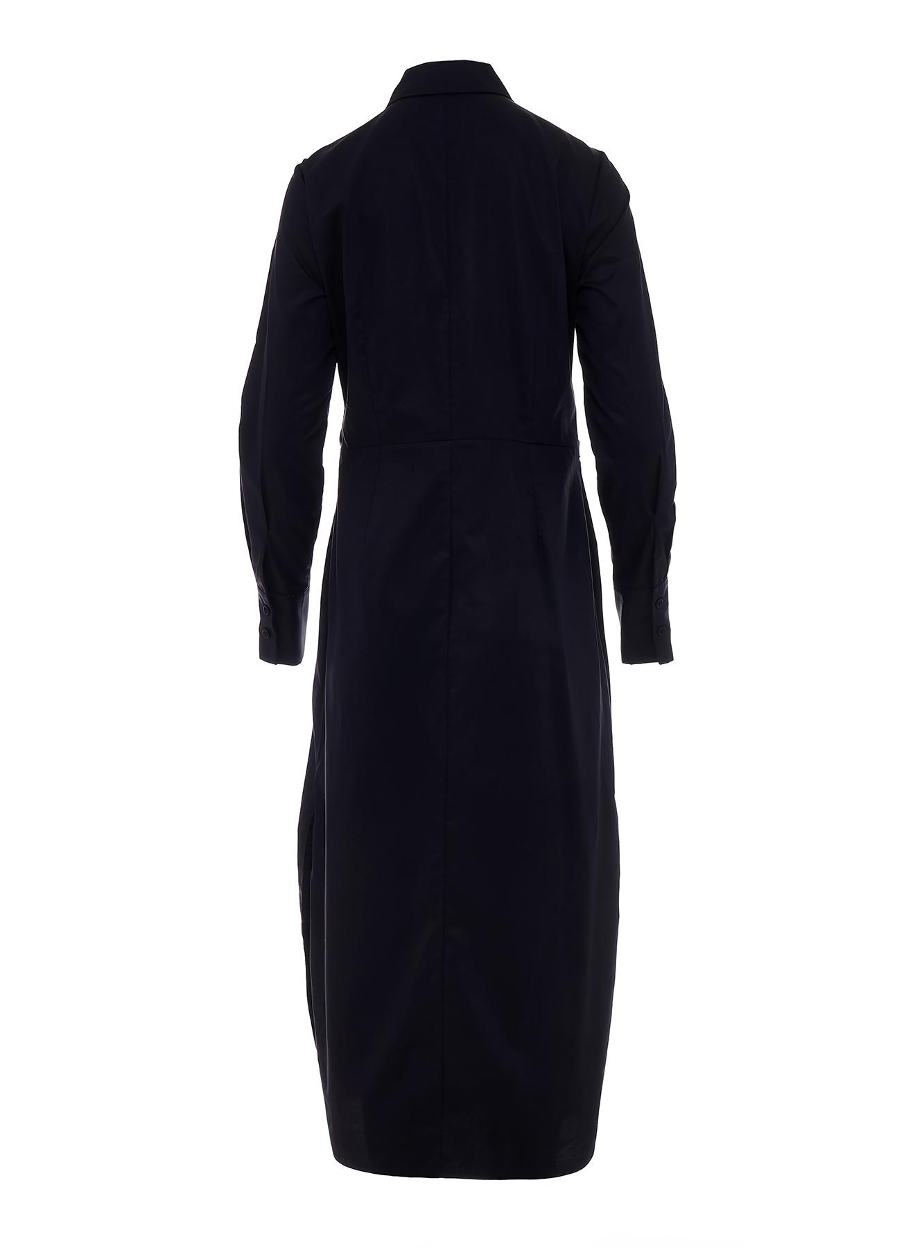 Μαύρο μακρύ σεμιζιέ Φόρεμα ποπλίνα με ζώνη "LILIBET" Devotion Twins - 2