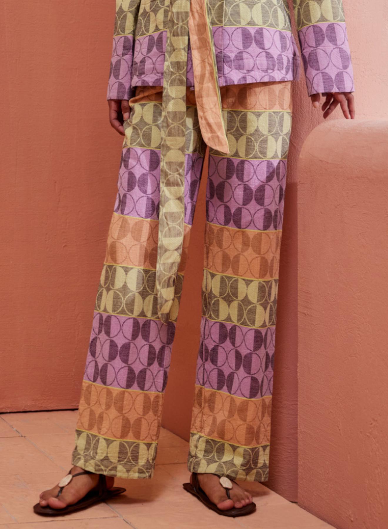 Multi Tabac Jacquard Pants "BELISAMA" Devotion Twins - 4