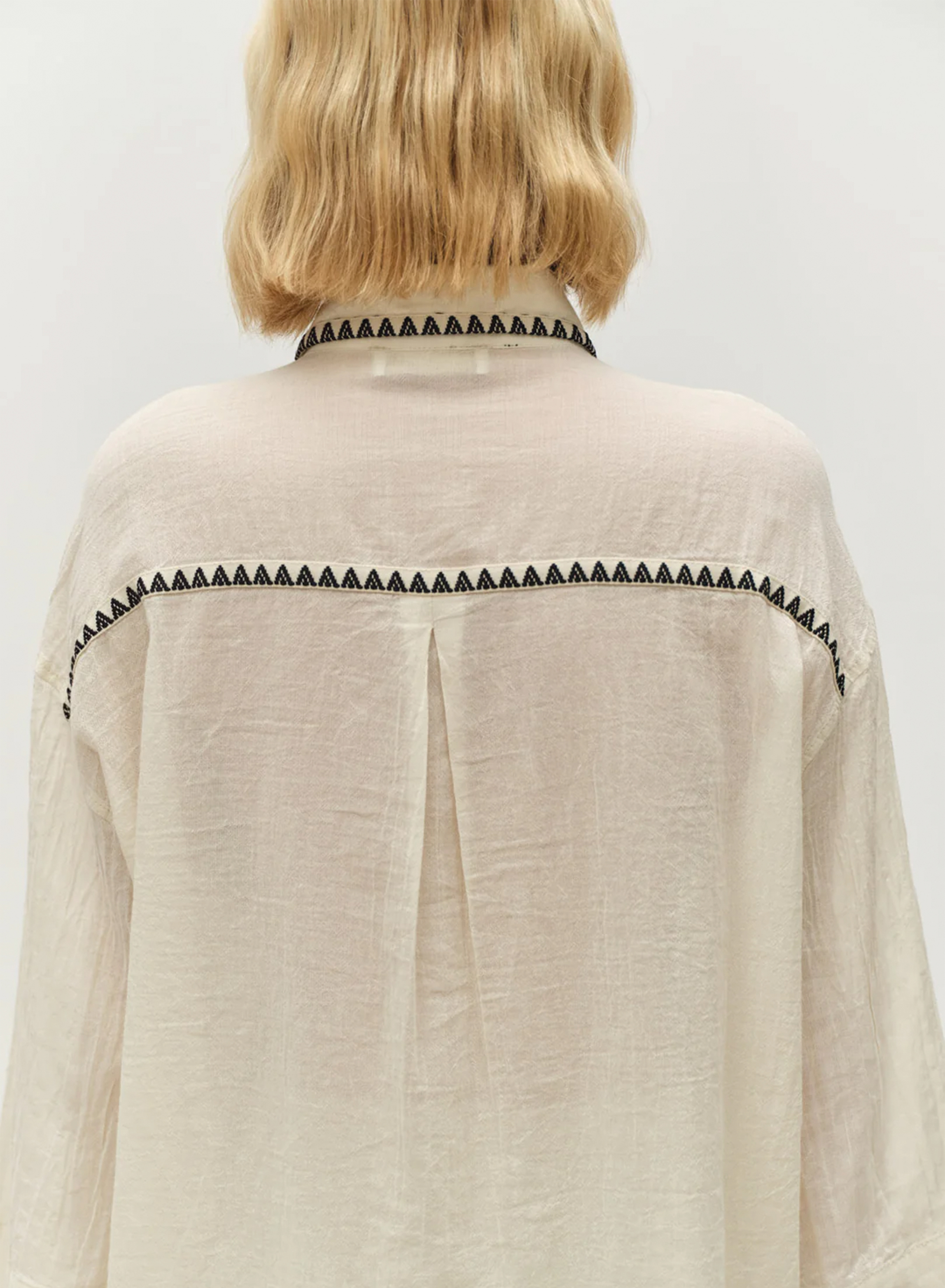 Off White-Black gaza Shirt with three quarters sleeves "GAIA" Devotion Twins - 3