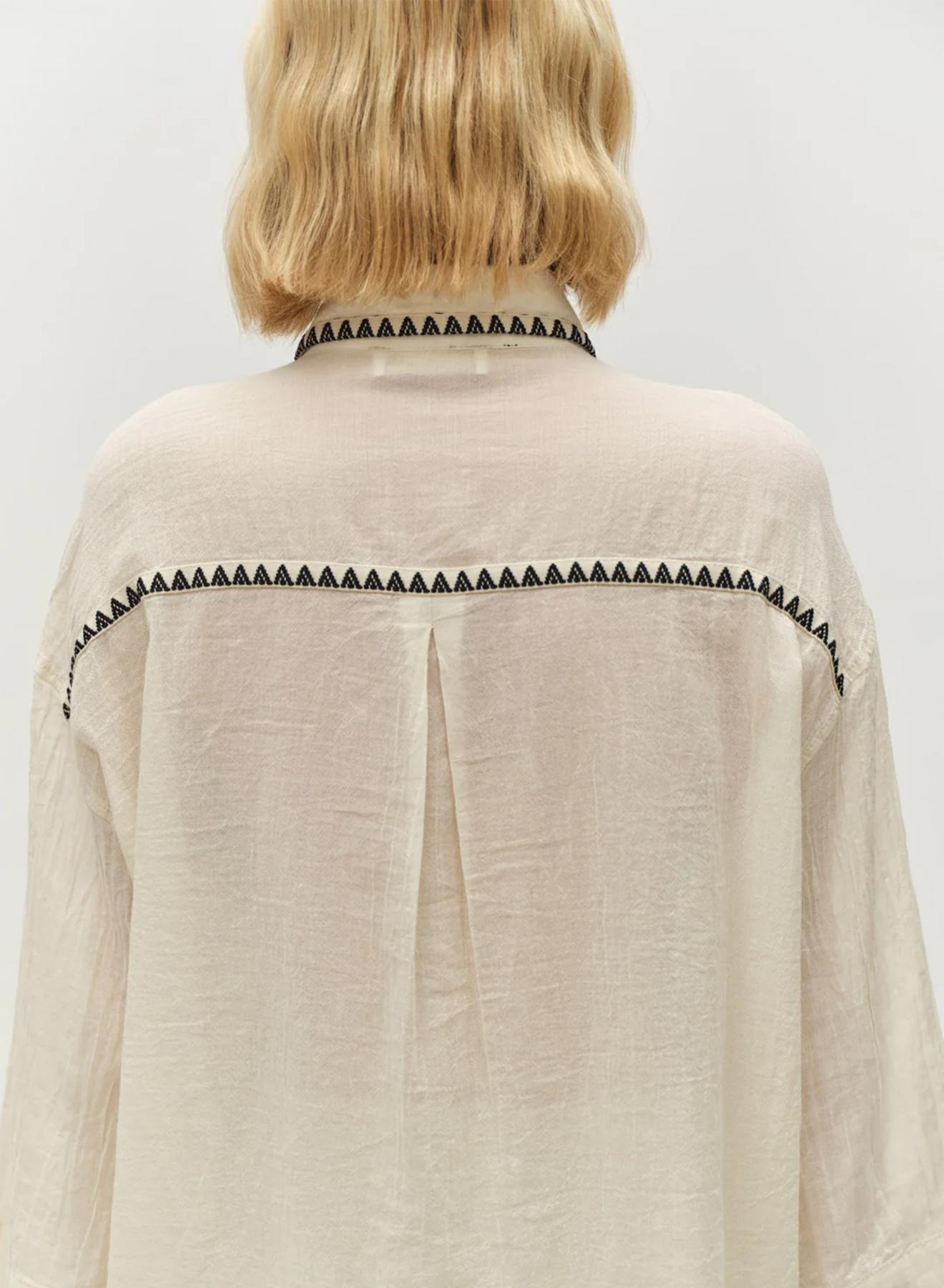 Off White-Black gaza Shirt with three quarters sleeves "GAIA" Devotion Twins - 4