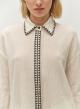 Off White-Black gaza Shirt with three quarters sleeves "GAIA" Devotion Twins - 4