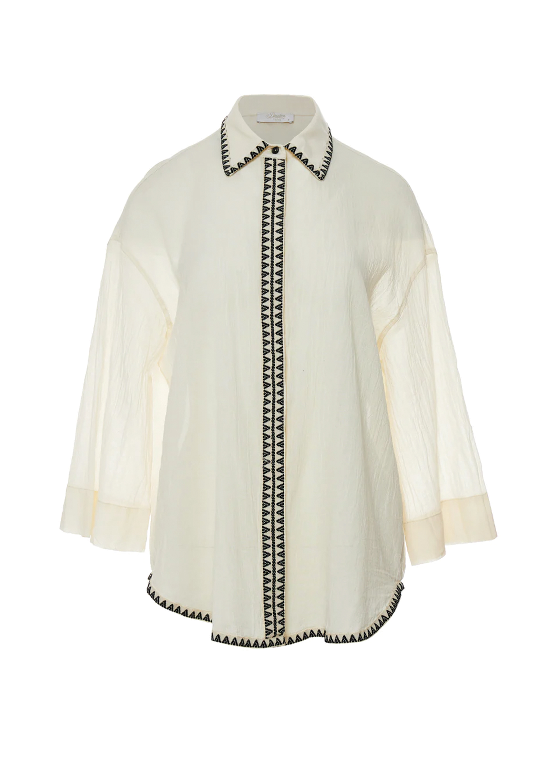 Off White-Black gaza Shirt with three quarters sleeves "GAIA" Devotion Twins - 5