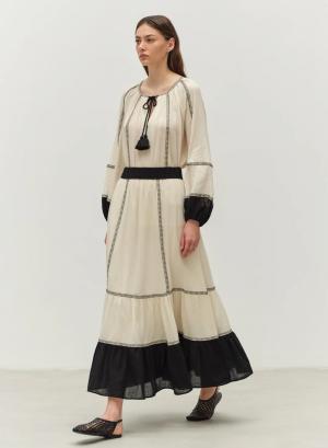 Off white-Μαύρη Μπλούζα γάζα με μακριά μανίκια "EPILOGUE" Devotion Twins - 46850