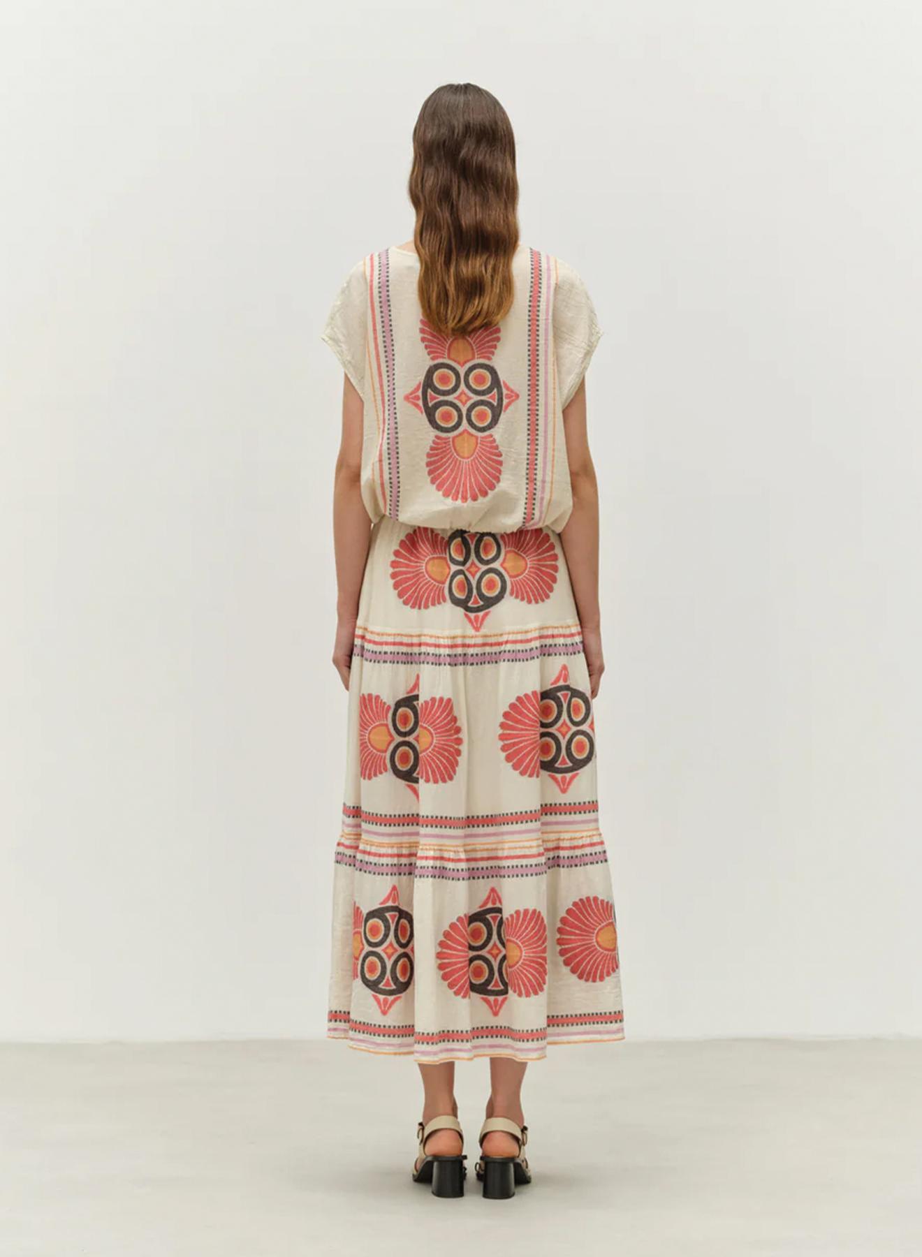 Red-Orange Jaquard Blouse "LOKI" Devotion Twins - 2