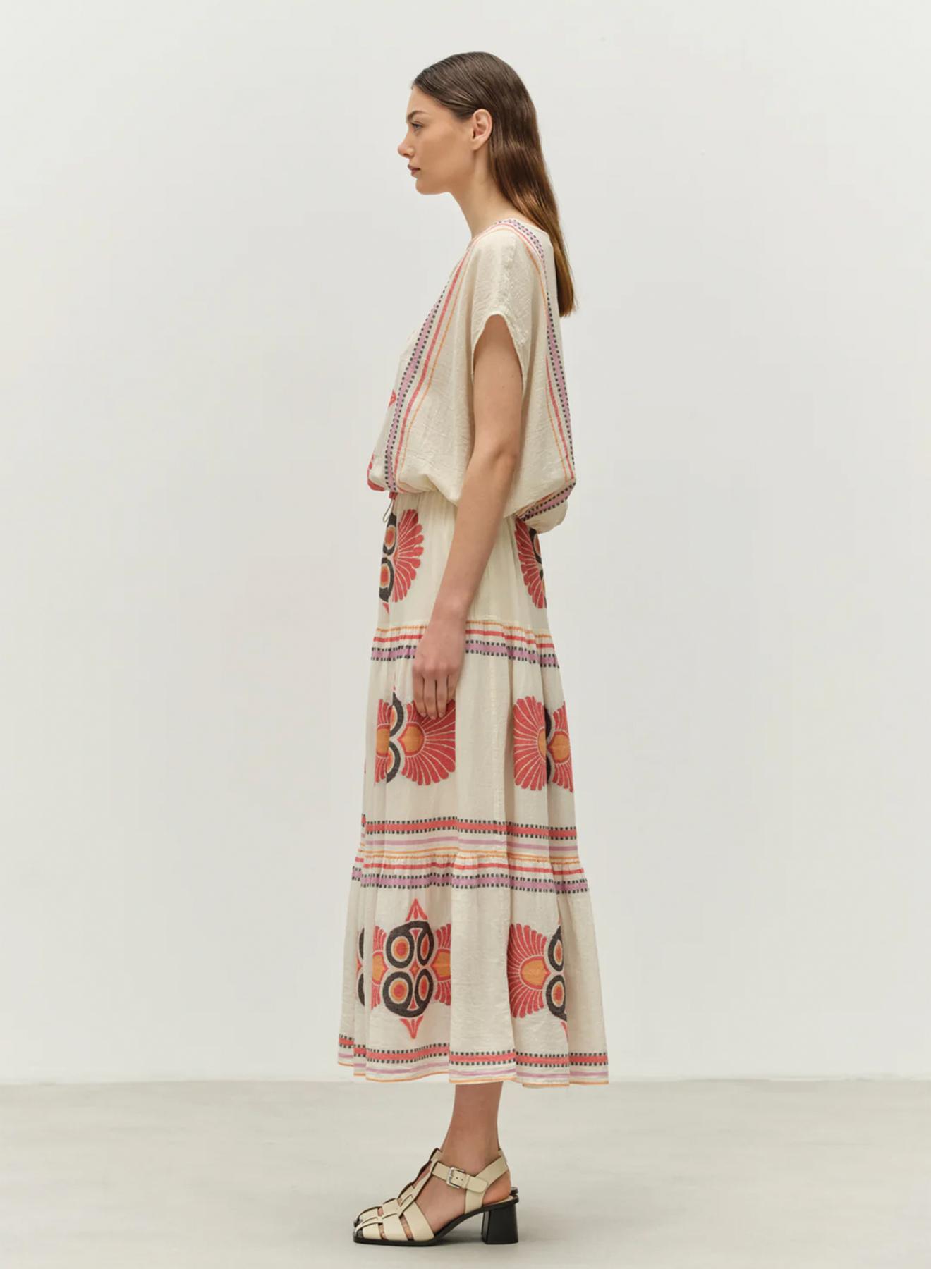 Red-Orange Jaquard Blouse "LOKI" Devotion Twins - 3
