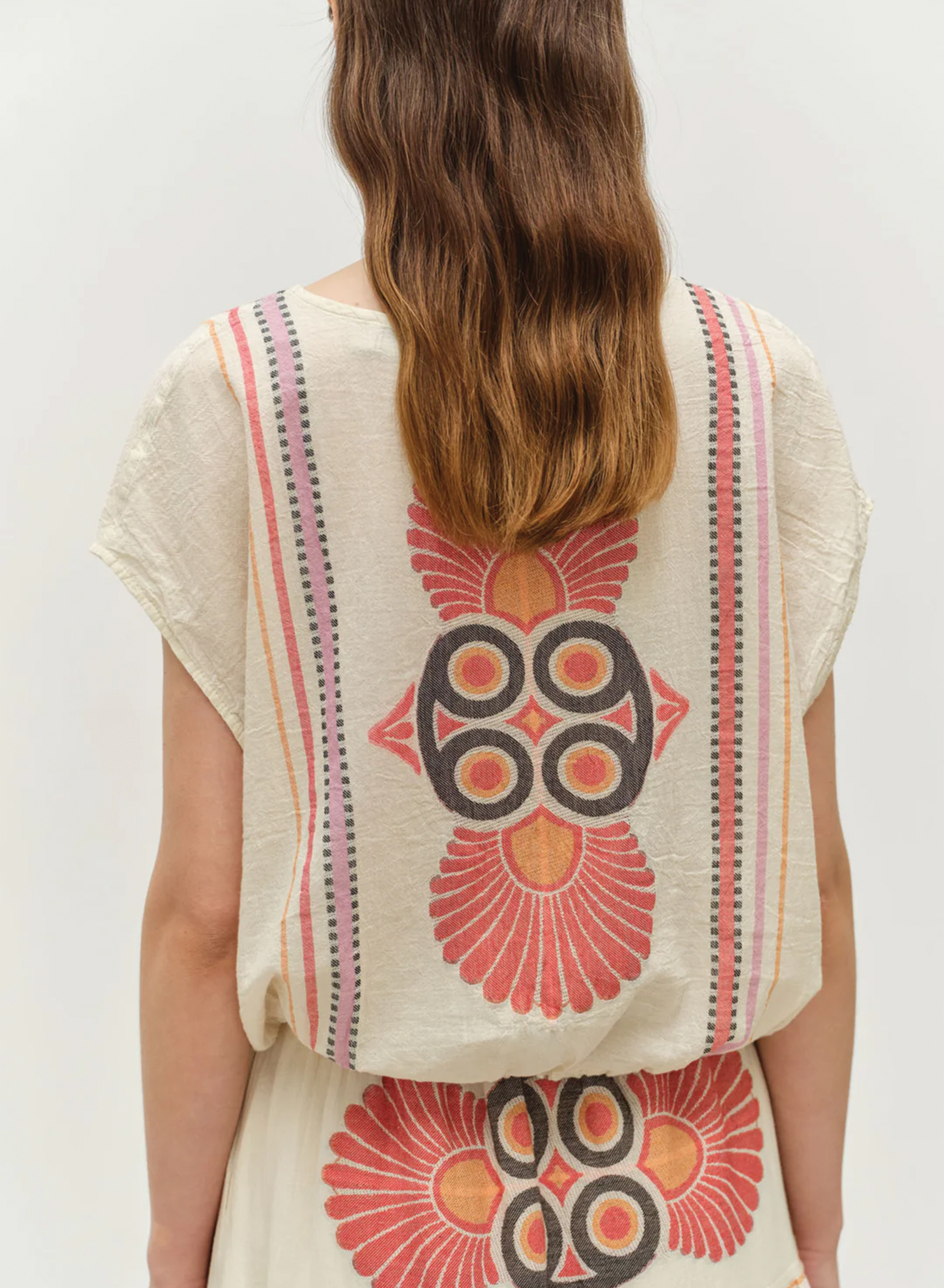 Red-Orange Jaquard Blouse "LOKI" Devotion Twins - 4