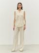 Ecru sleeveless lourex Blouse with V neckline and with buttons "IRIS" Devotion Twins - 1
