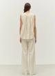 Ecru sleeveless lourex Blouse with V neckline and with buttons "IRIS" Devotion Twins - 2