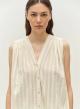 Ecru sleeveless lourex Blouse with V neckline and with buttons "IRIS" Devotion Twins - 0
