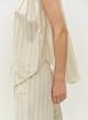 Ecru sleeveless lourex Blouse with V neckline and with buttons "IRIS" Devotion Twins-5