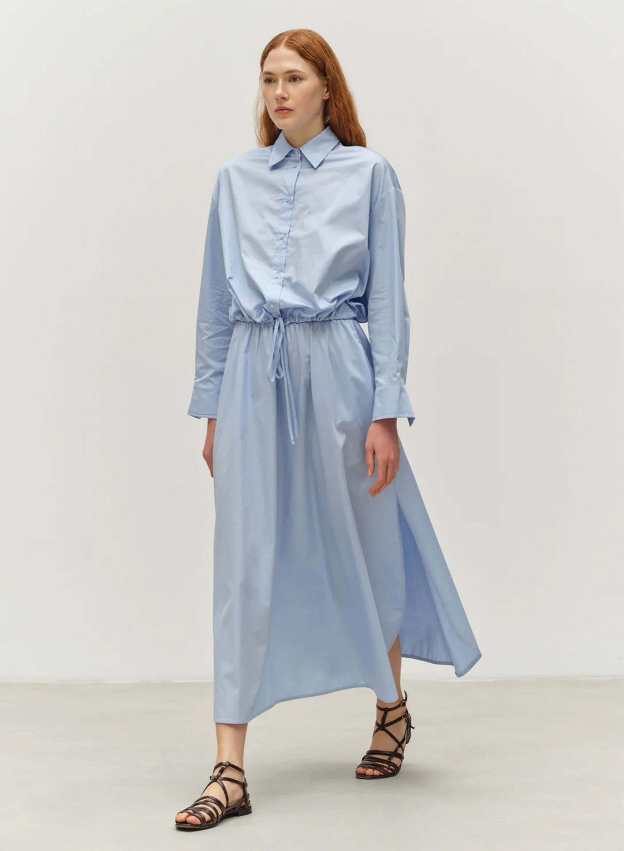 Light Blue poplin Shirt with long sleeves "PARALLEL" Devotion Twins - 2
