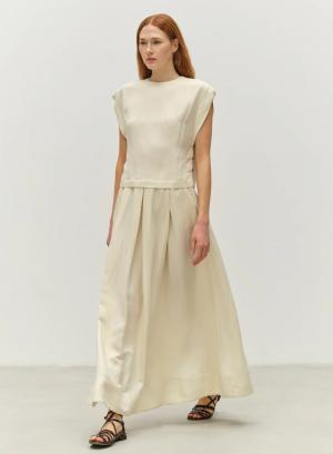 Ecru sleeveless Blouse with side buttons "AGAPI" Devotion Twins - 46685