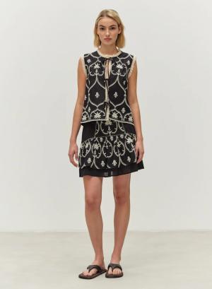 Black -Off White sleeveless Blouse "CANNY" Devotion Twins - 46754