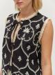Black -Off White sleeveless Blouse "CANNY" Devotion Twins - 4