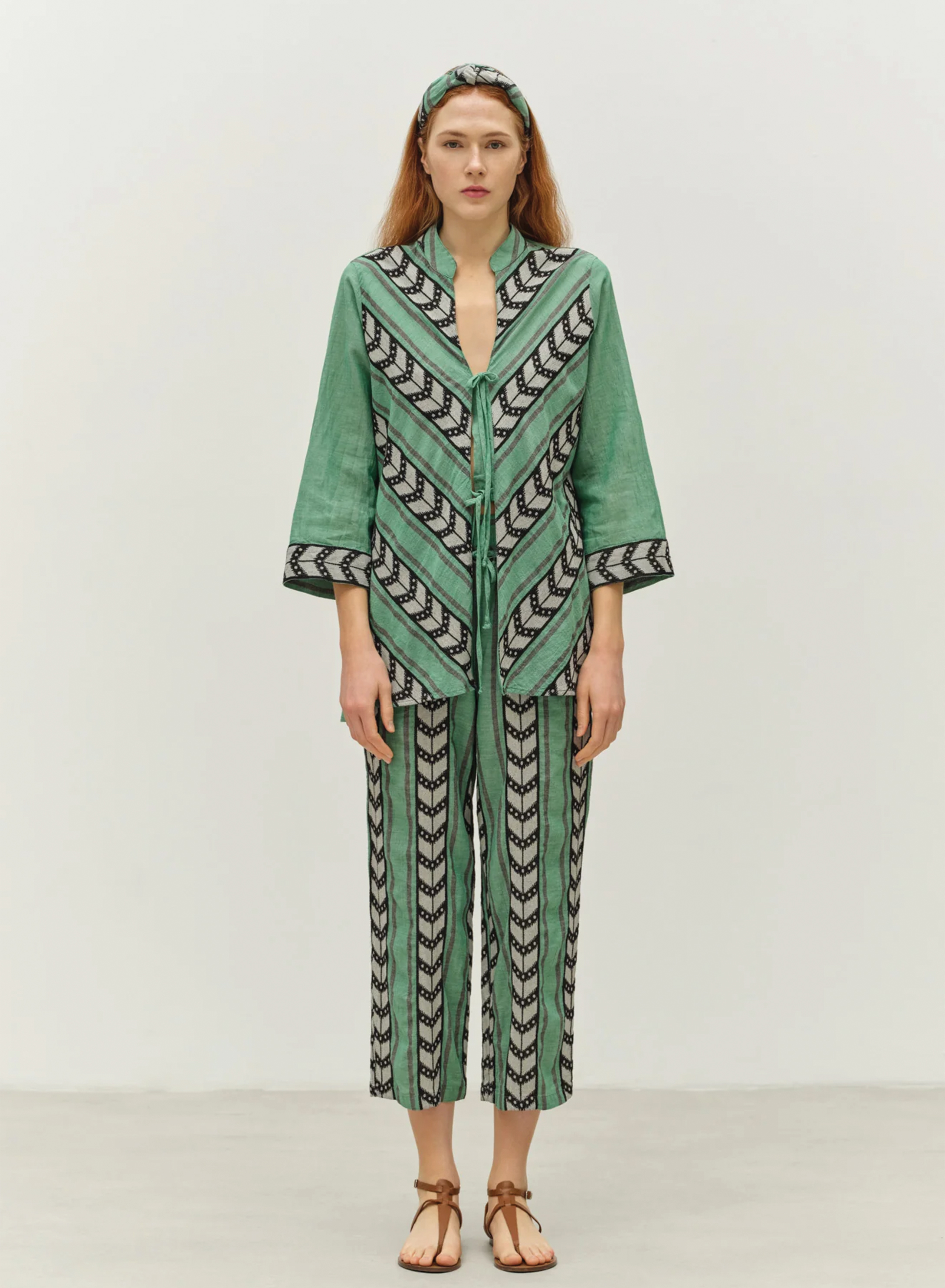 Green-Black Jacquard Shirt "GORGEOUS" Devotion Twins - 0