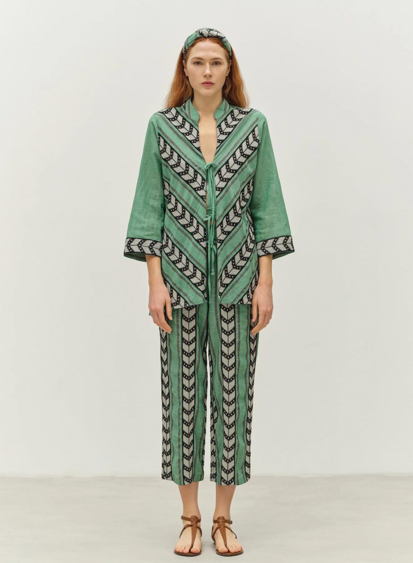 Green-Black Jacquard Shirt "GORGEOUS" Devotion Twins - 1