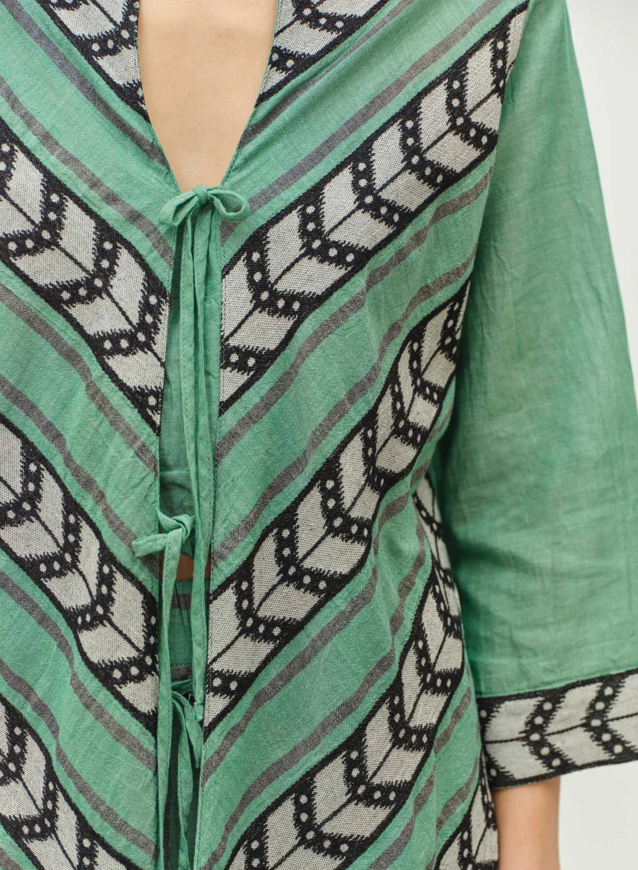 Green-Black Jacquard Shirt "GORGEOUS" Devotion Twins - 1