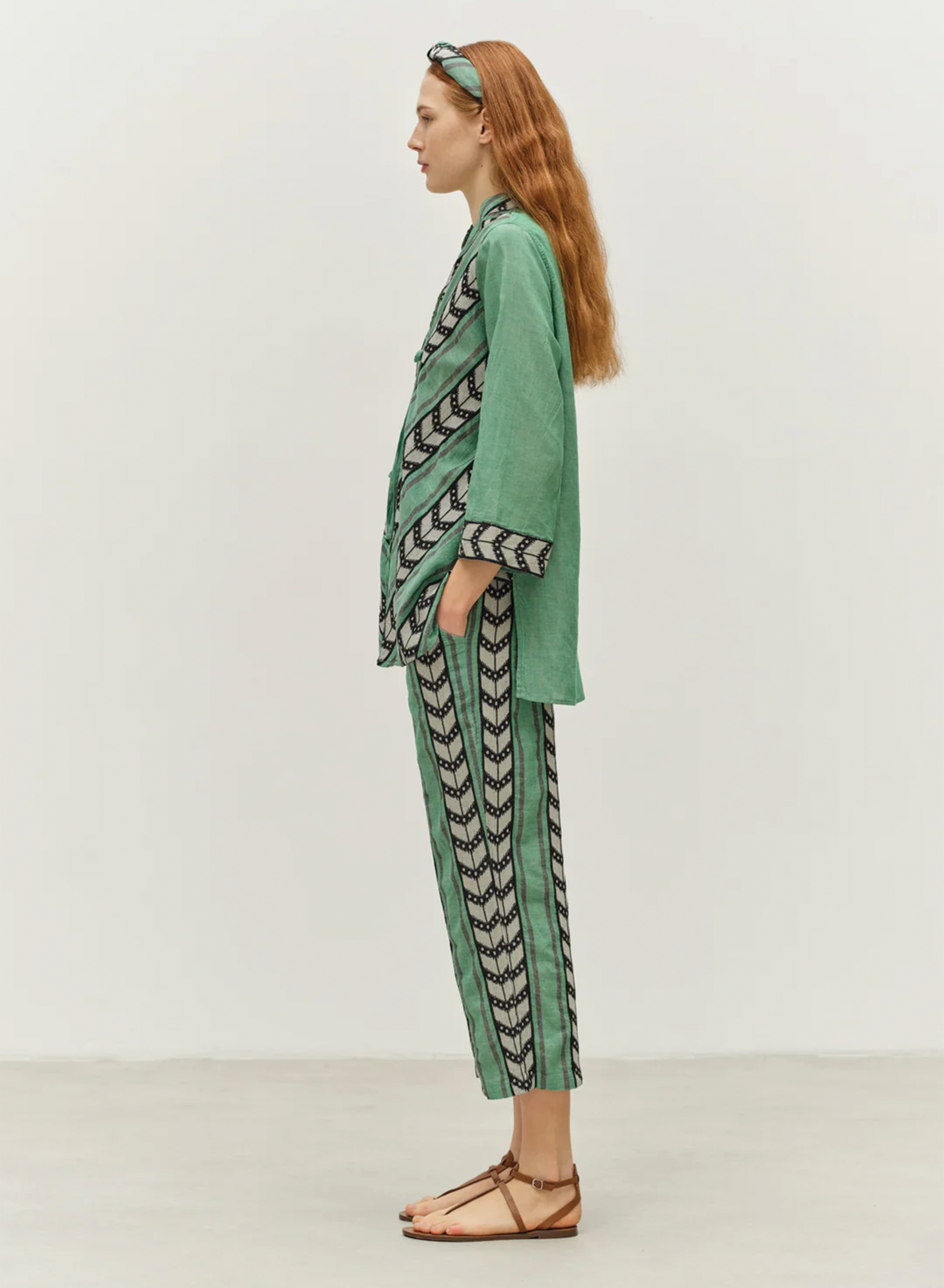 Green-Black Jacquard Shirt "GORGEOUS" Devotion Twins - 3