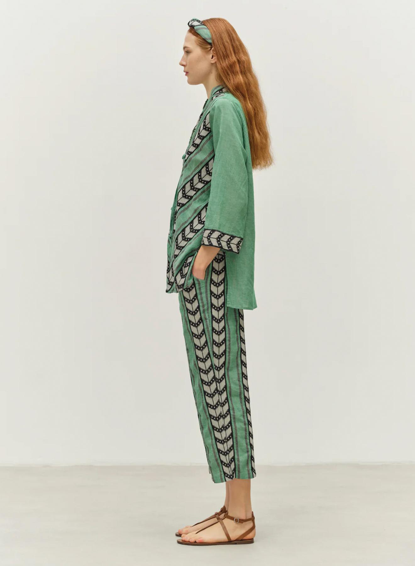 Green-Black Jacquard Shirt "GORGEOUS" Devotion Twins - 4