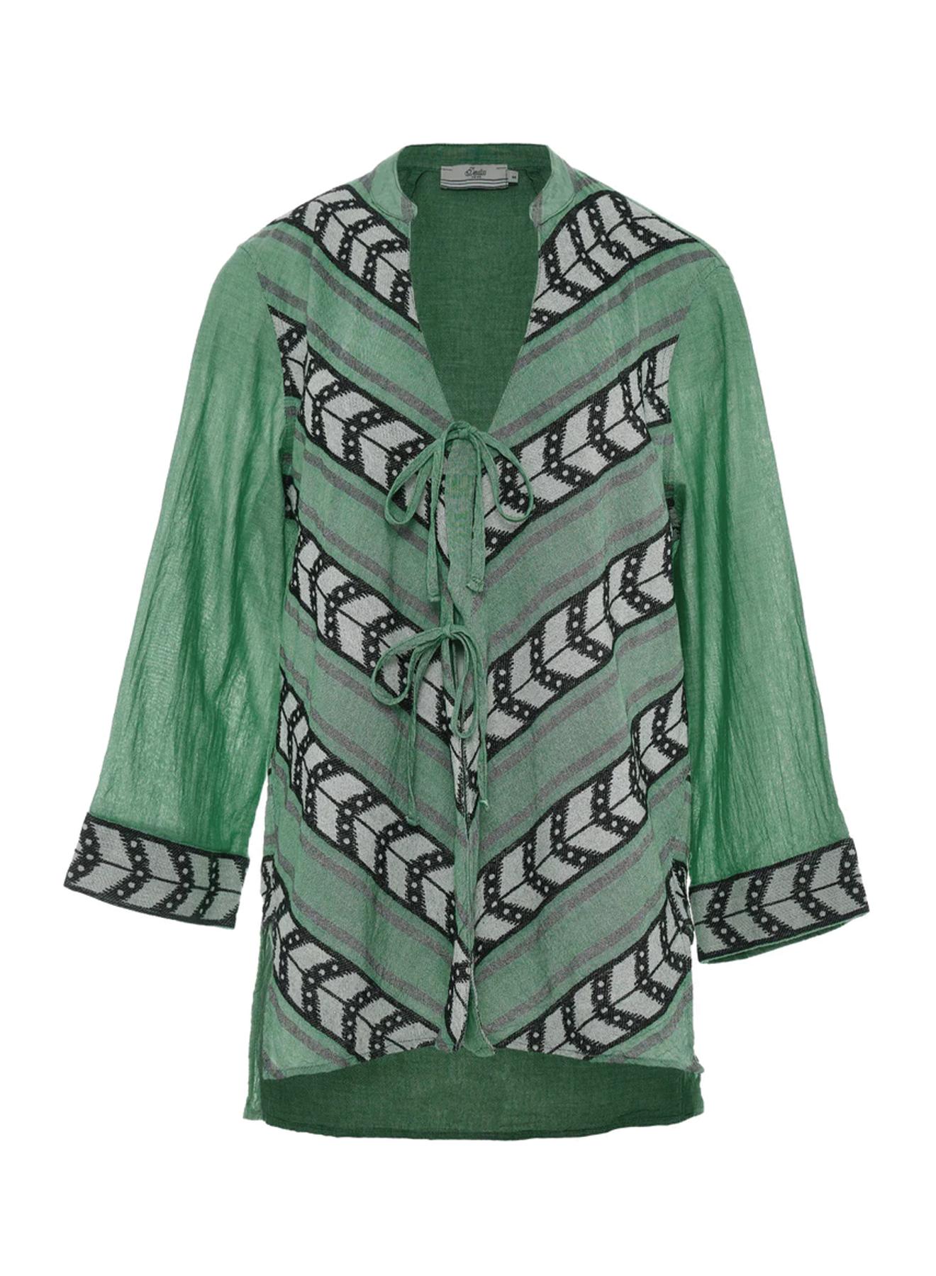 Green-Black Jacquard Shirt "GORGEOUS" Devotion Twins - 5