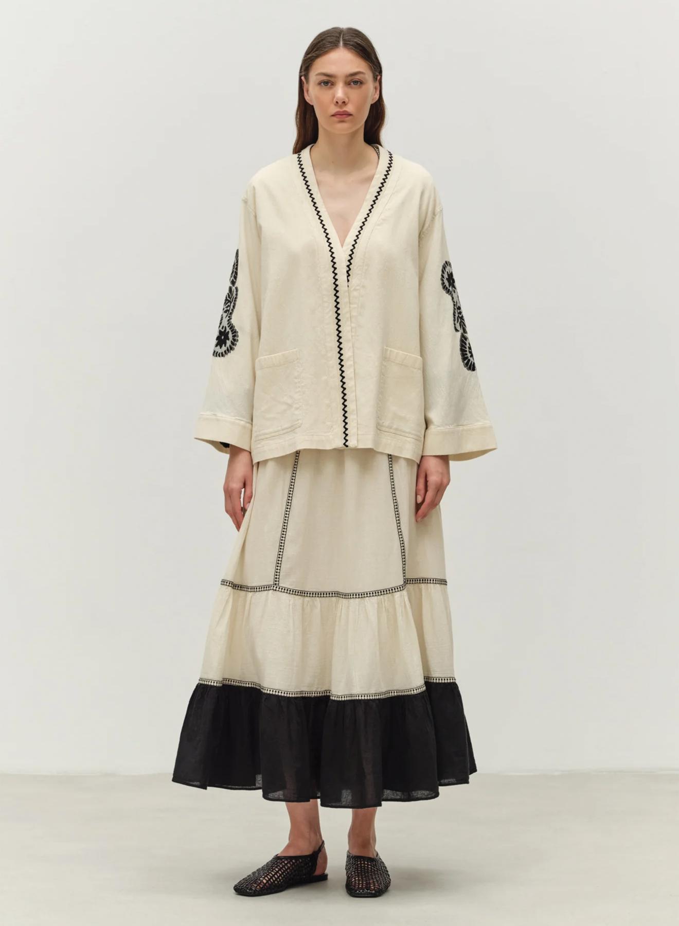 Off White Jacquard Jacket "GENVINE" Devotion Twins - 1