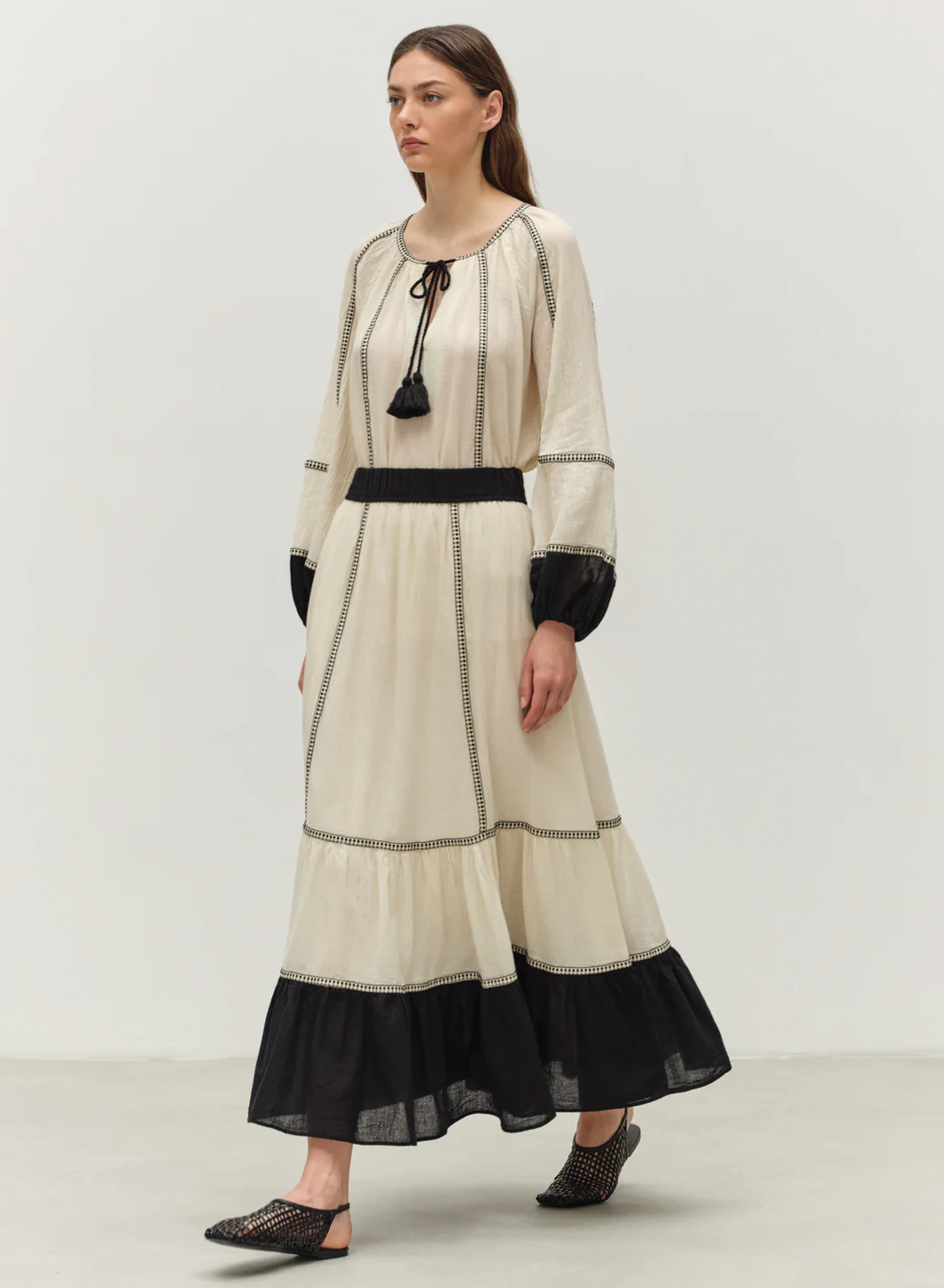 Off White-Black gaza Skirt "ERATO" Devotion Twins - 2